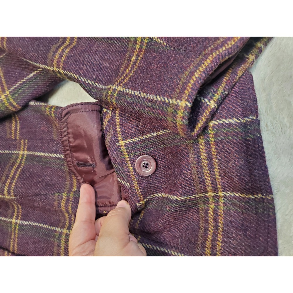 Talbots Purple Wine Plaid Wool Blazer Women 12 Academia Twee Office Classic - Picture 2 of 11